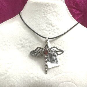 NEW Sterling Silver 925 Bali Dragonfly Garnet Pendant – Artisan Boho Jewelry